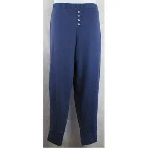 Unknown Brand Women's Knit Polyester Elastic Waist Pajama Pants, Navy Blue, XL